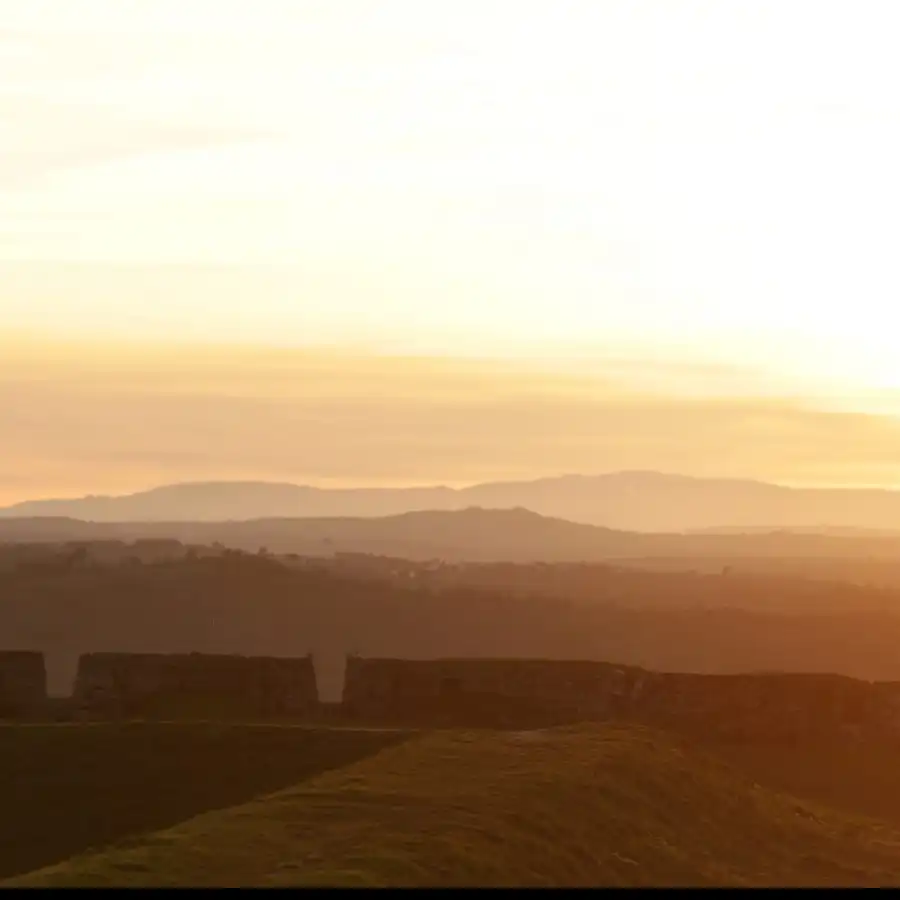 Sun going down in Almeida castle town
