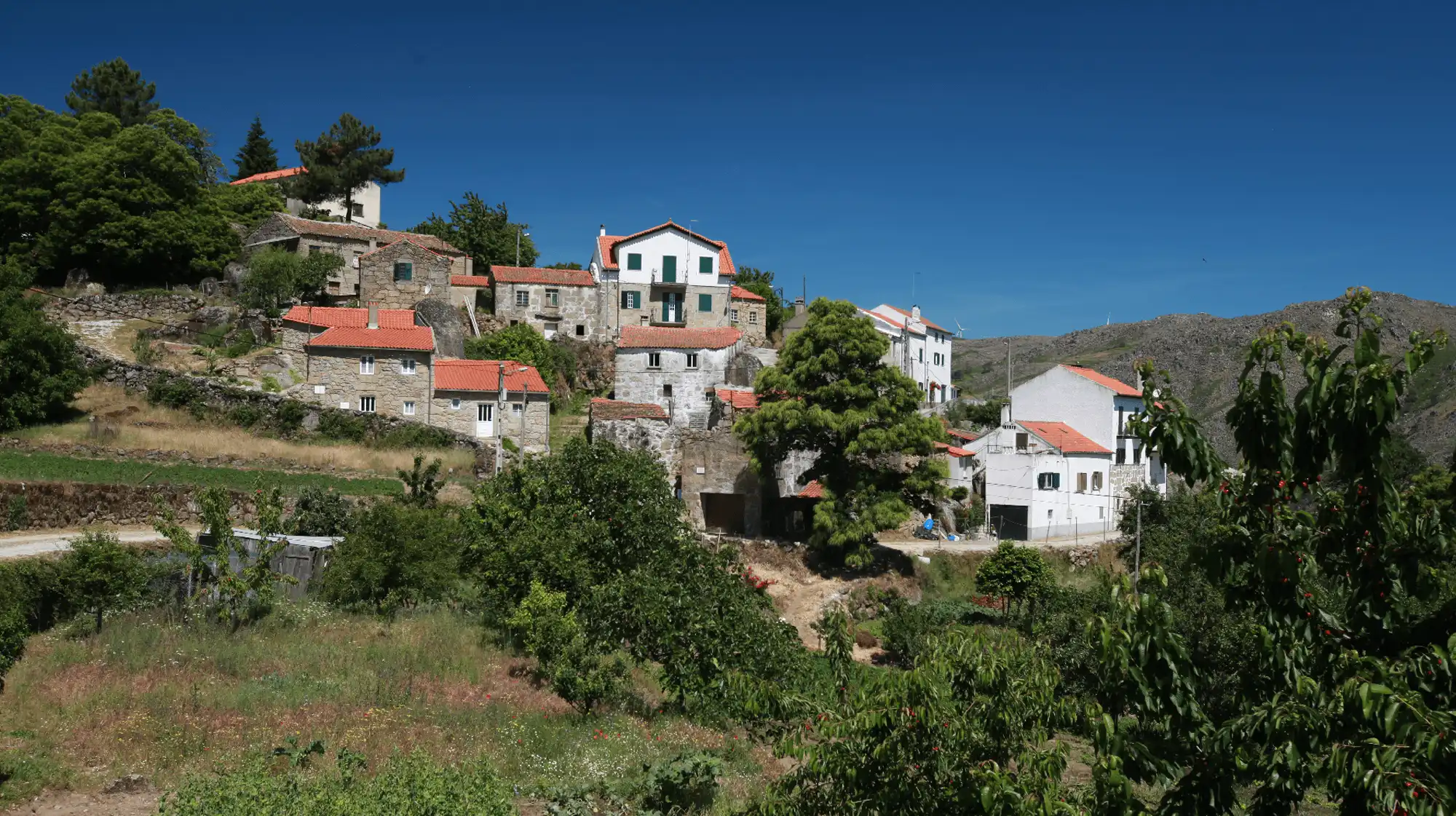Trinta mountain village near Guarda with historic wash houses